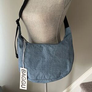 Rare Baggu Blue Jeans Medium Crescent Crossbody Bag